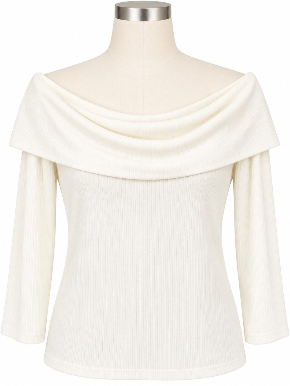 NWT Old Navy Off Shoulder Long Sleeve Ribbed Top Sz XL Sea Salt Off White Cowl